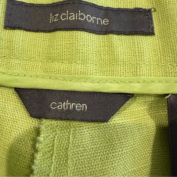 Liz Claiborne Pants Lime Green Wide Leg Linen Cotton Women’s Size 12 - Picture 12 of 13